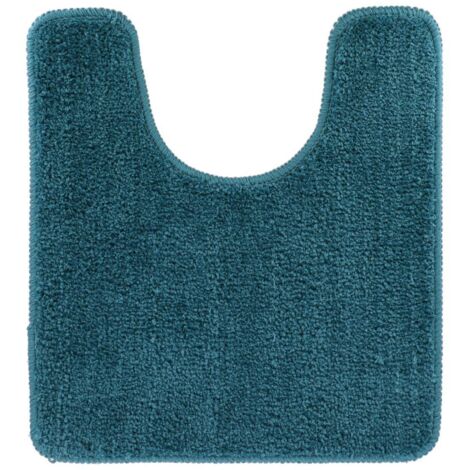 Tapis contour wc microfibre 45x50 cm dessous latex - bleu canard - Tendance