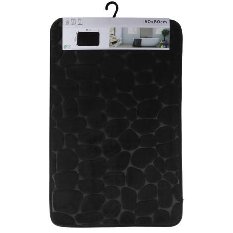 Tapis memoire de forme microfibre galet 50x80cm - noir - Tendance (1/3)
