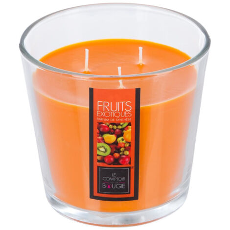 Bougie 3 mèches Parfumée Fruits exotiques 500 G Pot en verre - Atmosphera