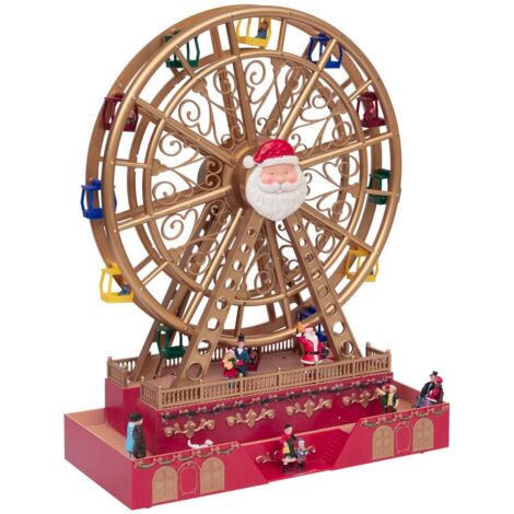 Fééric Lights And Christmas – Grande roue père noël lumineuse et musicale 38x17x49cm – Poids 1,5kg – 68 LED multicolores – Pour intérieur uniquement