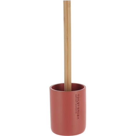 Brosse WC avec support en résine Terracotta & manche en Bambou - TENDANCE