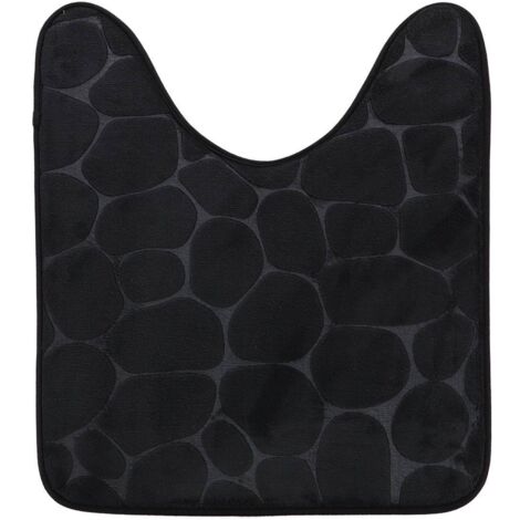 Tapis contour wc memoire de forme microfibre galet 45x50 cm - noir - Tendance