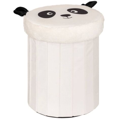 Atmosphera Andy pouf de rangement pliant noir et blanc (1/4)