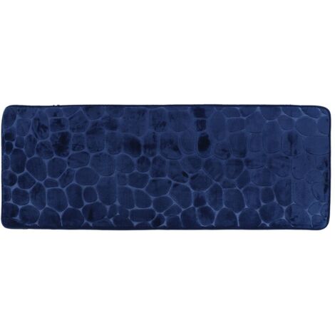 Tapis memoire de forme microfibre galet 45x120 cm - bleu marine - Tendance