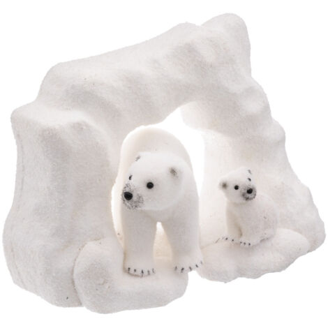 Atmosphera – Déco de Noël arche banquise ours et ourson 40 x 30 cm – En polystyrène et nylon – Élément décoratif féerique pour intérieur