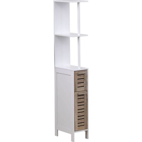 Meuble Colonne de Salle de bain 2 Porte 2 Étagères H 130 cm - Blanc stockholm - TENDANCE (1/5)