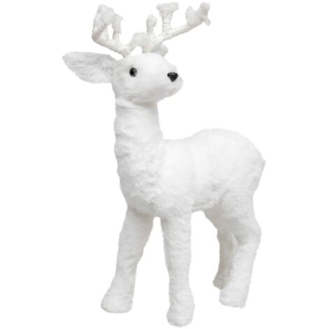 Déco de Noël Renne debout floqué Blanc H 45 cm - Feeric Christmas