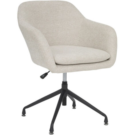 Atmosphera – Fauteuil relax pivotant 360° – Tissu beige – Hauteur réglable 74-83 cm – Structure en fer – Dimensions L. 64 x P. 64 x H. 76 cm (1/6)