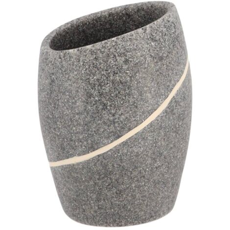 Gobelet polysresine arrondi effet pierre - gris - Tendance