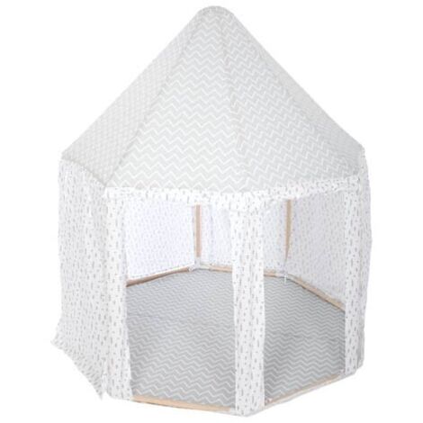 Atmosphera – Tente yourte enfant gris 119,5x119,5x140 cm – Polyester et polypropylène – Structure en bois de peuplier – Espace de jeu magique