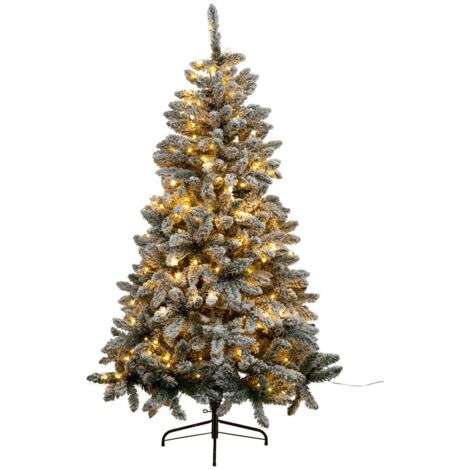 Sapin de Noël artificiel Vert enneigé & lumineux 360 LED Blanc chaud H 210 cm - Feeric Christmas (1/4)