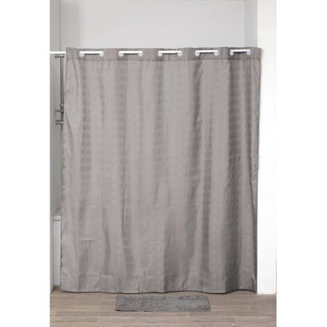 Tendance – Rideau de douche polyester 180x200cm – Couleur taupe – 10 œillets intégrés – Lavable en machine à 40°