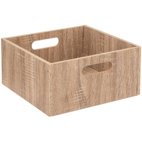 5Five Simply Smart – Boîte de rangement en MDF 31 x 31 x 15 cm – Design bois naturel – Poignées ergonomiques pour un accès facile – Compatible Mix n'modul