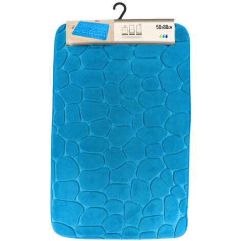 Tapis memoire de forme microfibre galet 50x80cm - bleu canard - Tendance (1/3)