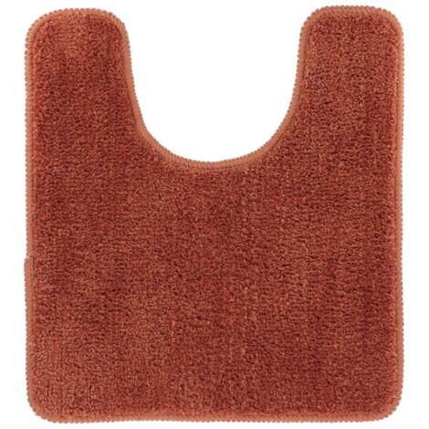 Tendance – Tapis contour WC en microfibre polyester terracotta 45 x 50 cm – Dessous en latex antidérapant – Lavable en machine à 30°