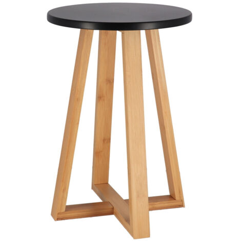 Tendance – Tabouret de salle de bain en bambou et MDF noir H 43 cm – Résistant à l'humidité – Charge max 80 kg – Design moderne