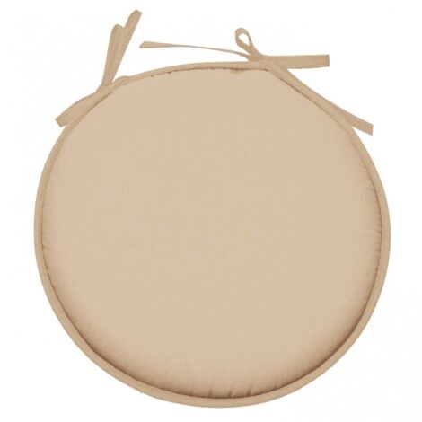 Galette de chaise ronde en polyester ton lin