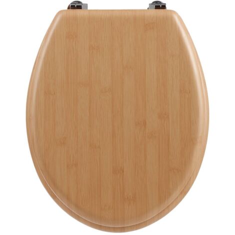 5Five Simply Smart – Abattant WC en MDF effet bambou marron clair 37x45 cm – Charnières universelles en zinc – Installation facile et rapide