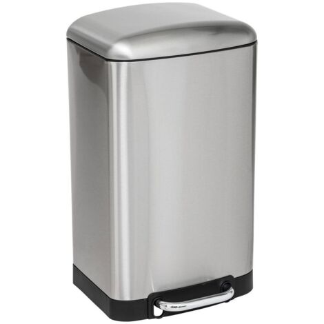 5Five Simply Smart – Poubelle inox 20 litres à pédale – Couvercle ouverture 90° – Dimensions 30x29.5x53.3 cm – Seau intérieur amovible pour nettoyage facile