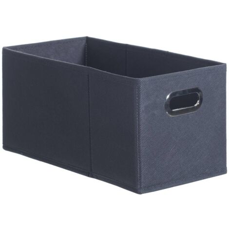 5Five Simply Smart – Bac de rangement en tissu gris foncé 31 x 15 x 15 cm – Conception robuste en carton et polypropylène – Poignée en métal