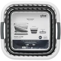5Five Simply Smart – Corbeille à linge pliable 40L en polypropylène – Dimensions 48x34x49 cm – Design rétractable pour petits espaces – Bicolore gris et blanc