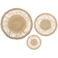 Atmosphera – Set de 3 décorations murales en jonc de mer D 18/28/38 cm – Style rustique et naturel – Pour murs blancs ou colorés