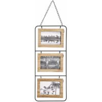Atmosphera – Cadre pêle-mêle multifonction 6 photos – Bois MDF avec chaîne – Dimensions 22 x 51.5 cm – Décoration murale moderne