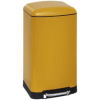 5Five Simply Smart – Poubelle 30 litres en métal jaune à pédale – Mécanisme ralenti – Bac amovible pour nettoyage facile – Compatible sacs 50L