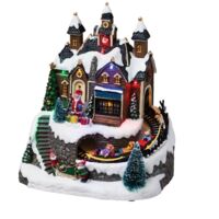 Fééric Lights And Christmas – Village de Noël lumineux animé musical – Dimensions 19x15x21,5 cm – Poids 0,47 kg – Éclairage LED multicolore