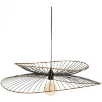 Atmosphera – Plafonnier Alara 69,5cm en métal noir – IP20 – Douille E27 – Câble réglable 95cm – Hauteur 17,5cm – Pour espaces intérieurs