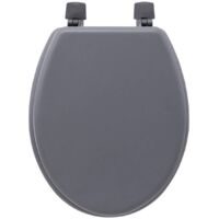 Five – Couvercle de WC en bois laqué gris – Abattant adulte pour cuvette standard – Charnières en résine plastique – Dimensions 48x36x5cm