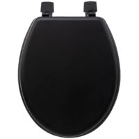 Five – Abattant WC en bois laqué noir – Charnières en résine plastique – Dimensions 48x36 cm – Compatible tous WC standard - 5five