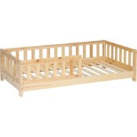Lit barrières pour Enfant en Bois Naturel 90x190 cm Montessori