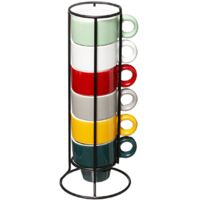 6 tasses Expresso sur rack - 17 x 8.20 cm - Céramique - Multicolore - Livraison gratuite
