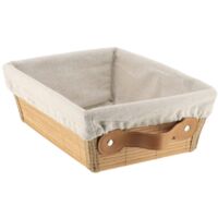 Panier de rangement Panière de dressing en Bambou et Lin L 20.5 x P 26 x H 10.5 cm - TENDANCE