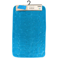 Tapis memoire de forme microfibre galet 50x80cm - bleu canard - Tendance