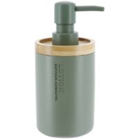 Distributeur à Savon ou lotion en résine Kaki et Bambou 280 ml - TENDANCE