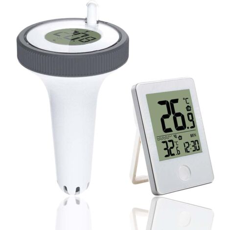 Schwimmendes Poolthermometer, kabellos, für drinnen und draußen, digital mit LCD-Display. (1/4)