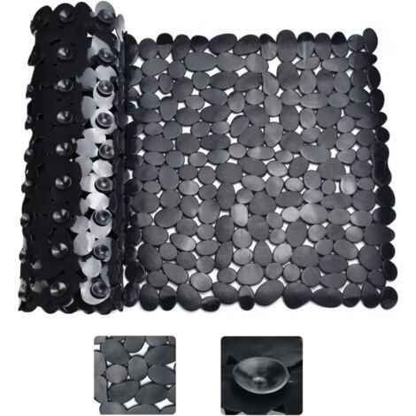 Rutschfeste Duschmatte, schwarz, rechteckig, rutschfeste Badewannenmatte, Anti-Schimmel, rutschfeste Badematte für Badewanne, Saugnapf, Duschmatte für Badezimmer, 88 x 40 cm