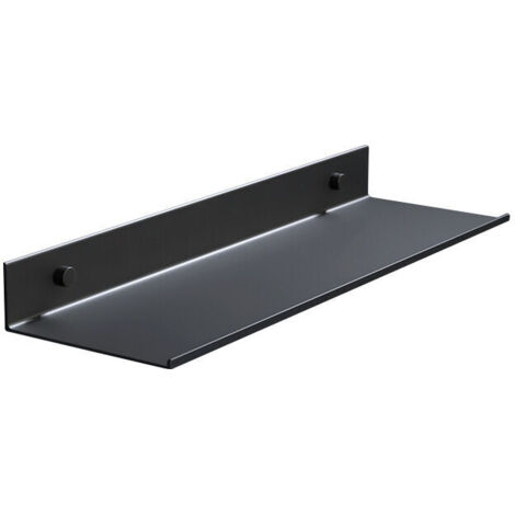 (20 cm, schwarz) Badezimmerregal ohne Bohren, schwarzes Wandregal, Duschregal aus Metall 20 cm, schwebende Regaldekoration für Wohnzimmer, Badezimmer, Küche, Büro (1/4)