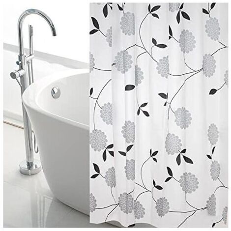 KZQ Duschvorhang mit Blumenmuster, extra großer 300 cm breiter Badezimmervorhang – 240 cm langer Duschvorhang, wasserdicht und schimmelresistent, PEVA-Badezimmervorhang (200 x 240 cm)