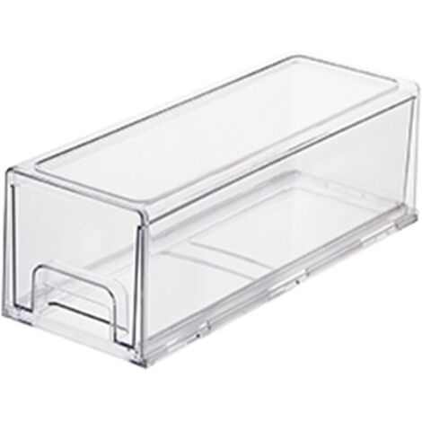 KZQ Stapelbare Kühlschrank-Aufbewahrungsbehälter mit Auszugsschublade für Gefrierschrank, Schrank, Küche und Speisekammer (Größe: 33,5 x 12,5 x 11 cm) (1/4)