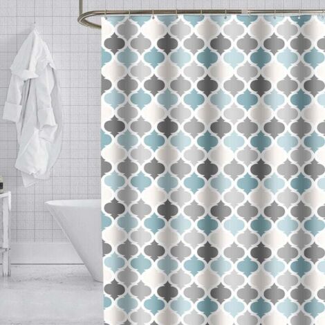 KZQ Grauer Duschvorhang, 180 x 200 cm, schimmelresistent, wasserdicht, mit beschwertem Saum, waschbar, Polyester (1/4)