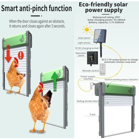 Automatische Hühnerstalltür – Aluminium, Mit Einklemmschutz, Batteriebetrieb & Timer
