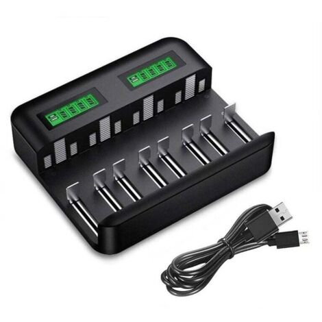 Steckplätze Schnelles LED-Universal-Akkuladegerät, Akkuladegerät für AA/AAA/C/D NI-MH NI-CD-Akkus mit USB-Anschluss