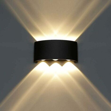 6W LED-Innenwandleuchte aus Aluminium, moderne Wandleuchte mit Auf- und Ab-Lichteffekt für Wohnzimmer, Schlafzimmer, Flur, Treppenhaus, Weg (Warmweiß) – Schwarz (1/4)