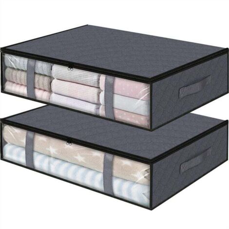 Stück Unterbett-Aufbewahrungsbox, 90 l Aufbewahrungstasche für Kleidung, faltbare Aufbewahrungshülle, verstärkter Griff mit Reißverschluss, transparentes Fenster zur Aufbewahrung von Kleidung und Step (1/3)
