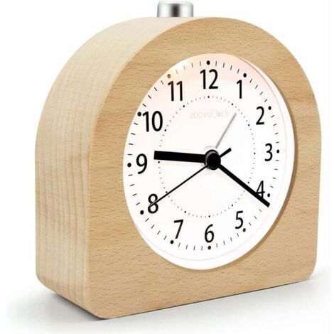Vtizikl Réveil Matin à Piles Fonction Snooze Réveil Bois de Voyage Lumineux Réveil Analogique Silencieux sans Tic-Tac Horloge à Aiguilles Alarme Sonore Croissante - Bois Clair (1/4)