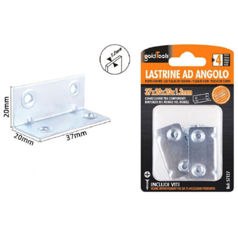 Vtizikl Set 4 Pz Lastrine Lastrina Ad Angolo Angolare 37x20x20x1.2 Mm Viti Mobili 57127 - (1/2)