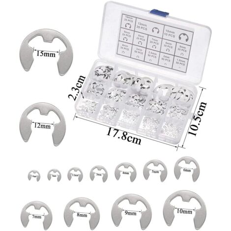 Kit De 100 Anneaux Circlips En Acier Inoxydable - 10 Tailles De 1,5 à 10 Mm, Boîte De Rangement !